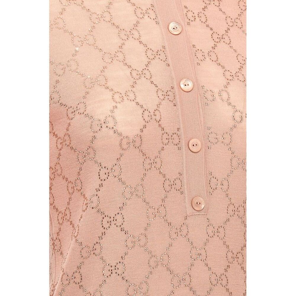 Gucci Women Rhinestone Logo Polo Shirt - Picture 4 of 4